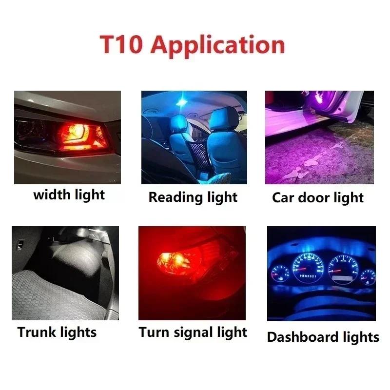 10x Newest W5W Led T10 Car Light COB Glass 6000K Auto Automobiles License Plate Lamp Dome Read DRL Bulb Style 12V