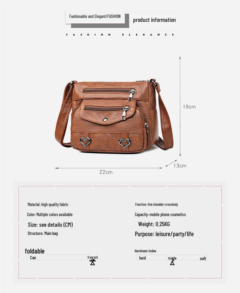 Versatile Crossbody Soft Leather Bags for Women - Multi-Pocket Shoulder Bags for Middle-Aged and Elderly, Ideal for Travel.