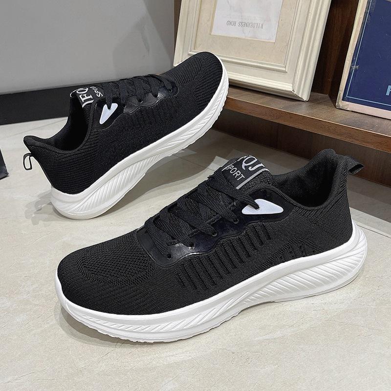 Mesh Breathable Sneakers Autumn Shock Absorption, Light and Comfortable Soft-soled Casual Running Shoes, Black ******** Rope Running Shoes