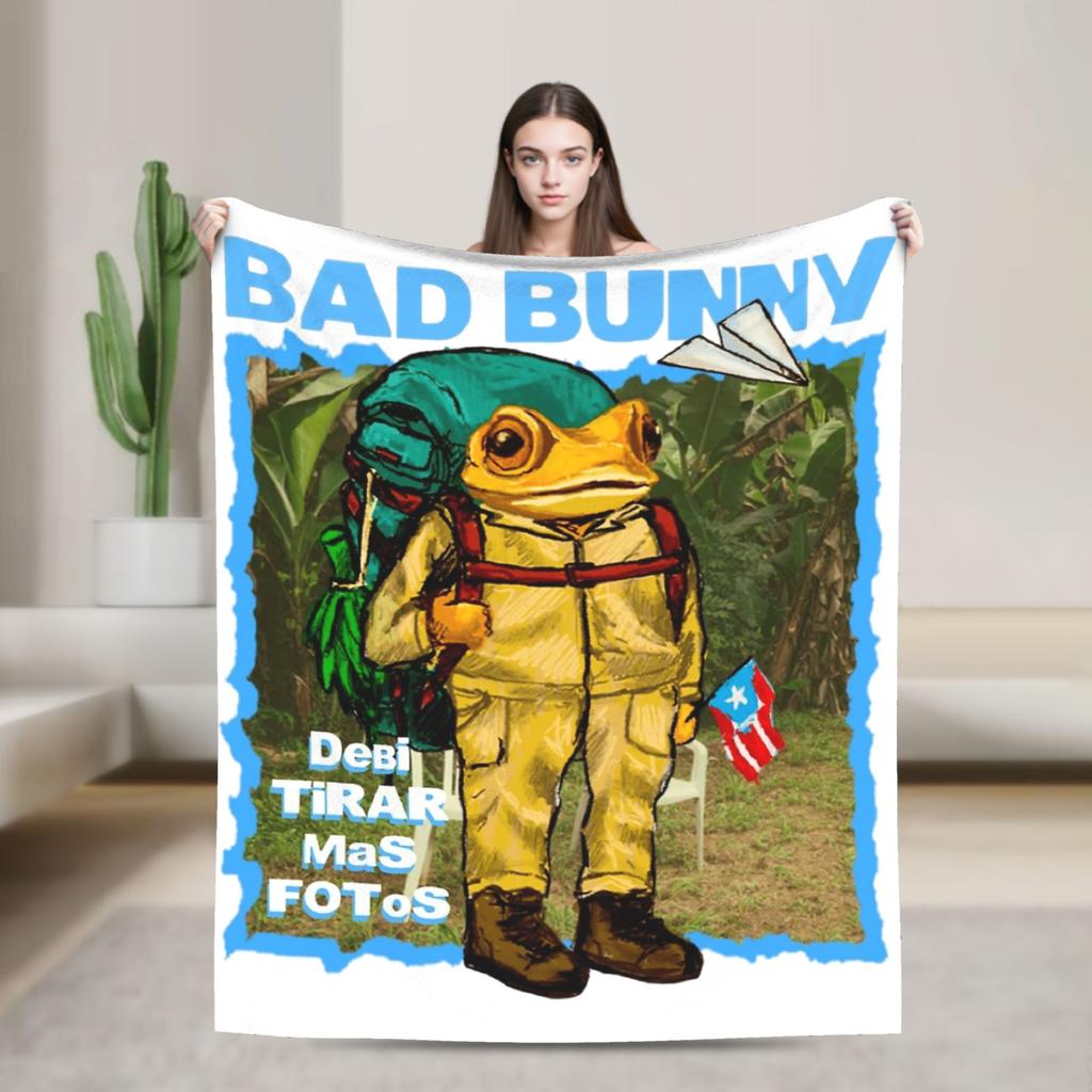 BAD BUNNY TOUR 2025 Blankets Coral Fleece Plush Winter Multi-function Lightweight Thin Throw Blankets for Bed Outdoor Bedspread