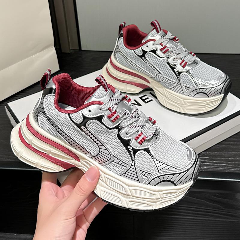 Paris platform dad shoes new spring and autumn breathable mesh heightening casual sports shoes single shoes