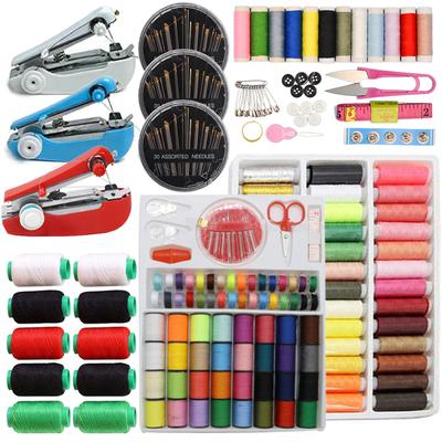 Kit de Costura Mini Máquina de Costura Manual Conjunto de Agulha e Linha Doméstico DIY Remendo de Roupas Ferramentas de Costura Artesanato Suprimentos TMZ