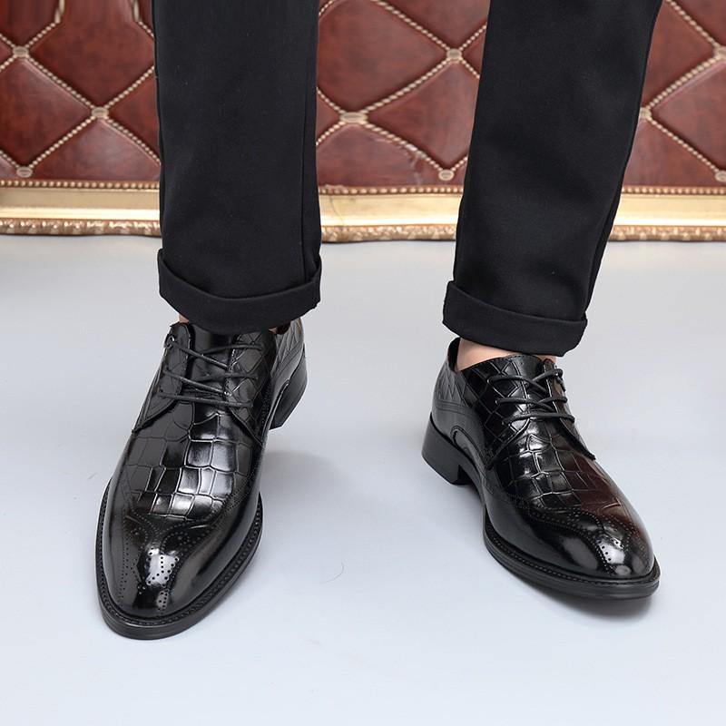 Mens Genuine Leather Oxford Shoes With Brogue Carving Formal Business Dress Office Wear