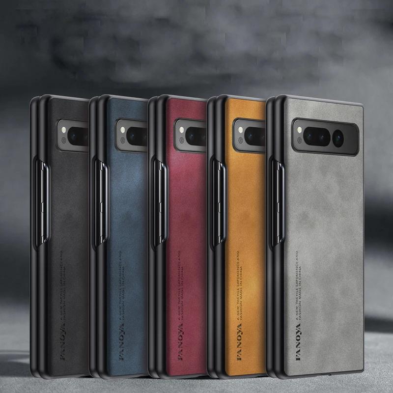 Luxury Leather Matte Skin Feel Phone Case for Google Pixel Fold2 Fold Shockproof Anti-fingerprint PU Fashion Silicone Soft Cover