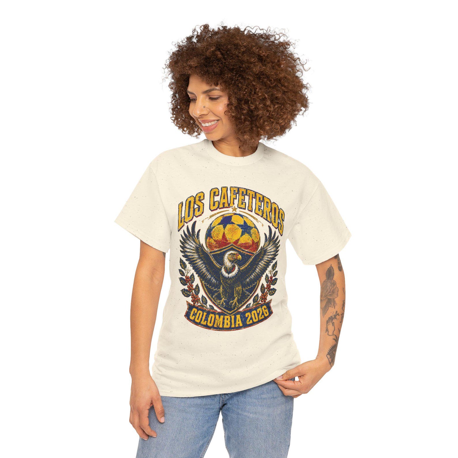 Camiseta Colombia Mundial 2026 - Camiseta de Futbol Retro - Estilo Vintage Tricolor Copa del Mundo - Regalo Hincha - Unisex Tee 3XL