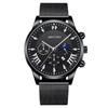 Popular fashion moon three-eye calendar men's watch men's watch Milan with mesh belt manufacturer spot