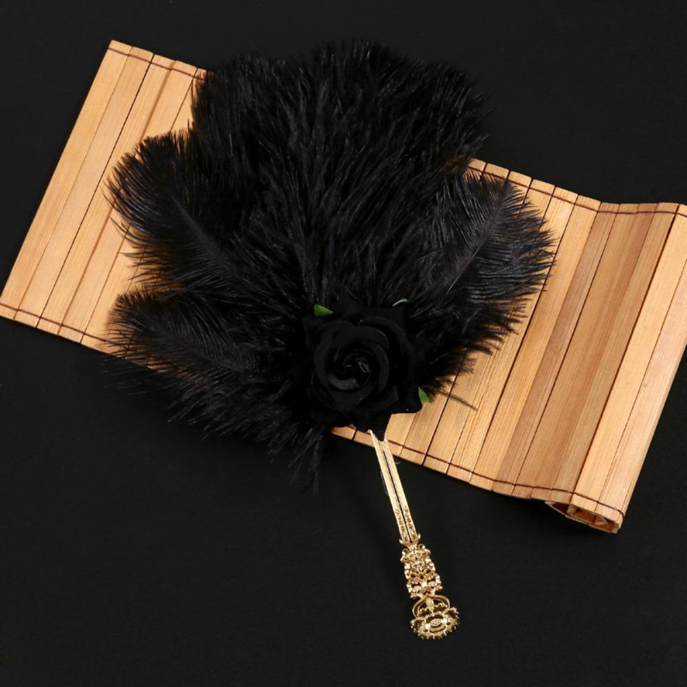 Handmade Craft Feather Rose Fan Soft Fluffy Chinese Hand Fan Fan  Party Occasions
