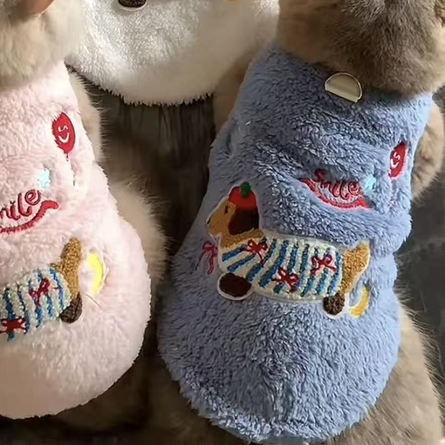 

Pet Cat & Dog Winter Fleece Vest - Warm Cotton Plush for Dachshund, Cute Autumn Style 2XL: 12-18 lbs