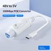 Type C POE Splitter 48V to 5V Power Converter 100Mbps Data for Security Cameras High Efficiency Voltages Conversion