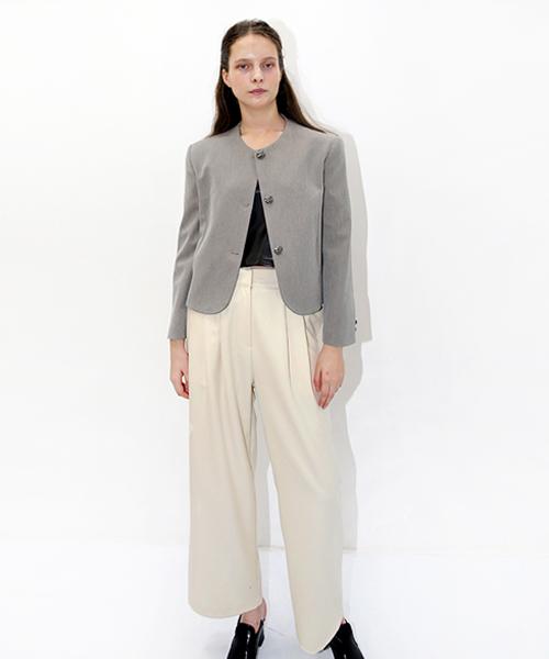 DAMAGE MNEMONIC 2 Pintuck Cream Pants_2 Pin Tuck Cream Pants