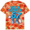 Men's T-Shirt 67 Six Seven Flower Print Men's and Women's Tees Top Summer Short Sleeve O Neck Casual Outdoor Men's Clothing