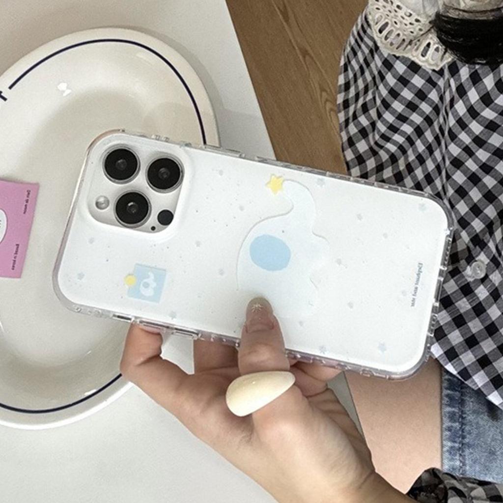 White Background IMD Mobile Phone Case White Elephant Minimalist Style Simple Goddess Frosted Hard Shell Soft Case Anti-hand Sweat High-end