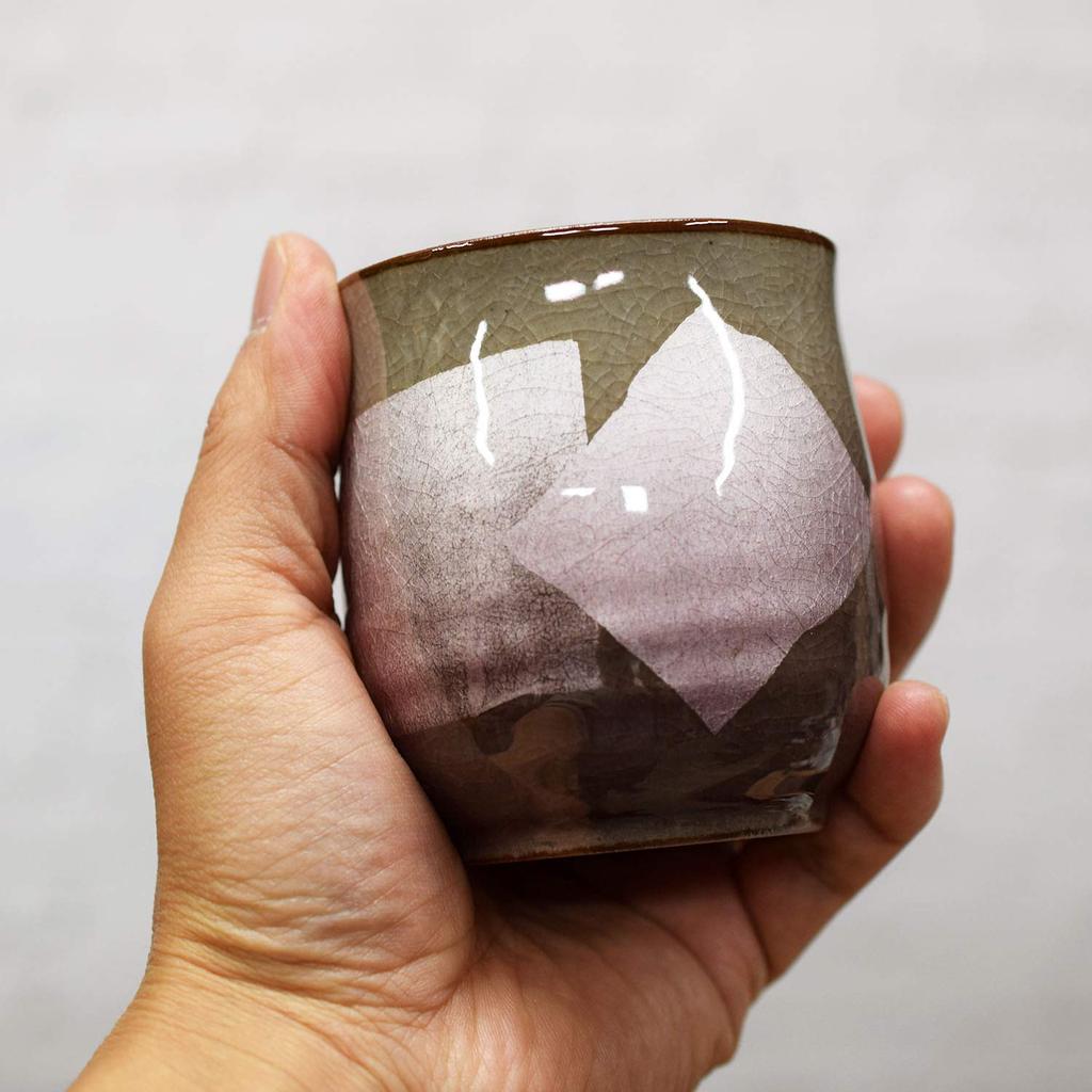 Waza no Kura Kutani ware teacup silver color purple pottery brand Japanese tableware teacup antique celebration present gift