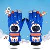 Children's Winter Skiing Gloves Astronaut Five Finger Thickened Windproof and Warm Cycling Gloves for Primary School Students Touch Screen Cartoon