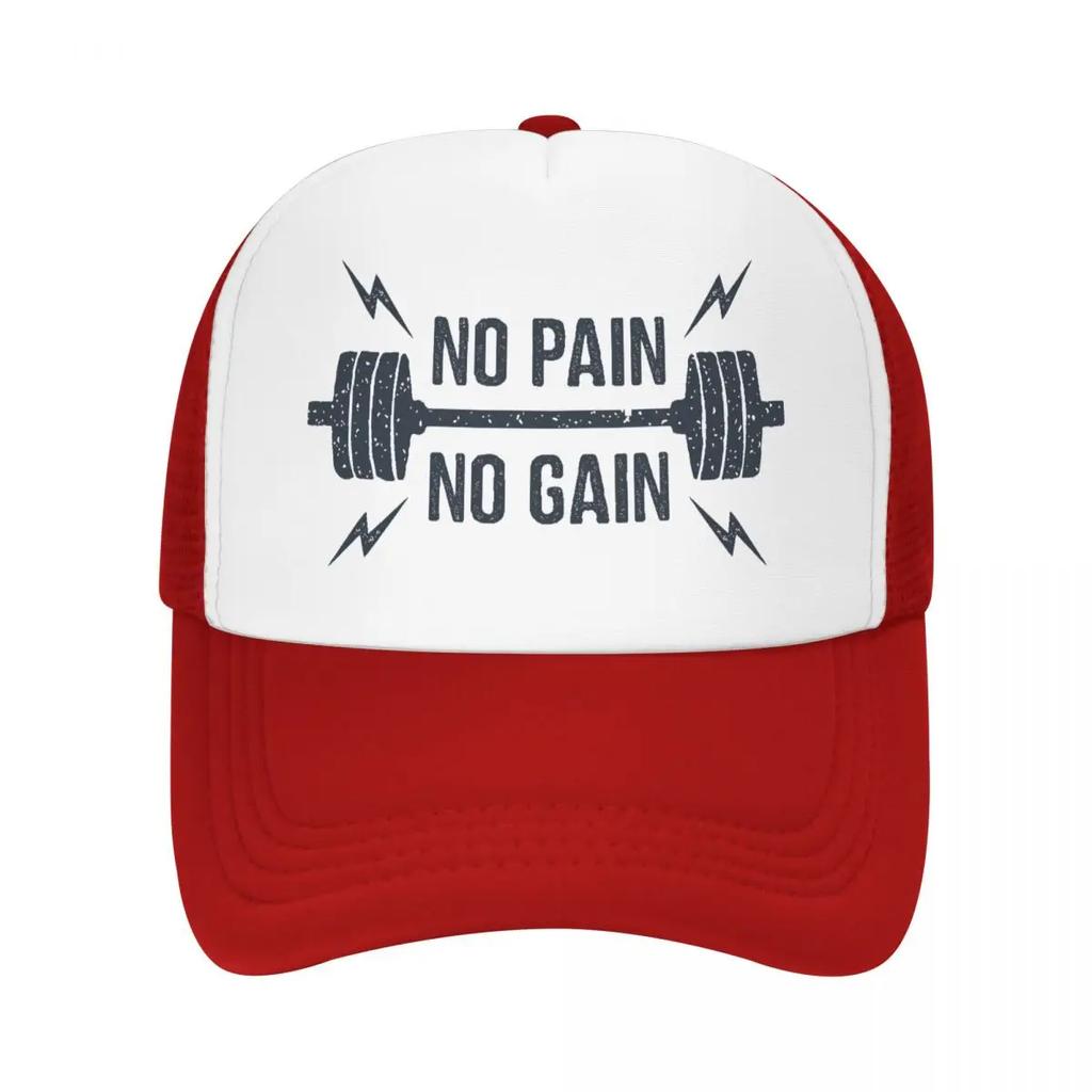 Custom No Pain No Gain Gym Motivational Quote Trucker Hat Adult Bodybuilding Workout Adjustable Baseball Cap Sports Trucker Cap