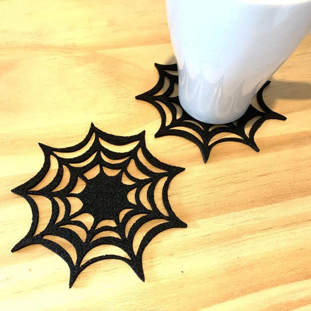 5piece PVC Spider Web Coasters - Non-toxic And Hot-resistant Spooky Vibe Halloween Themed Placemats