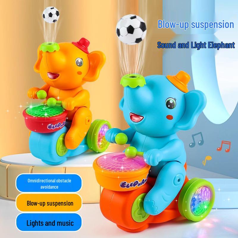 Musical Elephant Toy Motorcycle with Lights & Hovering Ball