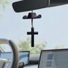 Zpana Cowboy Hat Car Hanging Charm with Cross, Felt Miniature Western Country Vehicle Rear View Mirror Pendant, Cute Mirror Decor Ornament, Universal