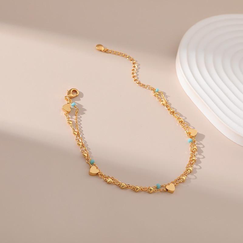 Women Gold Evil Eye Geometric Anklet Foot Jewelry