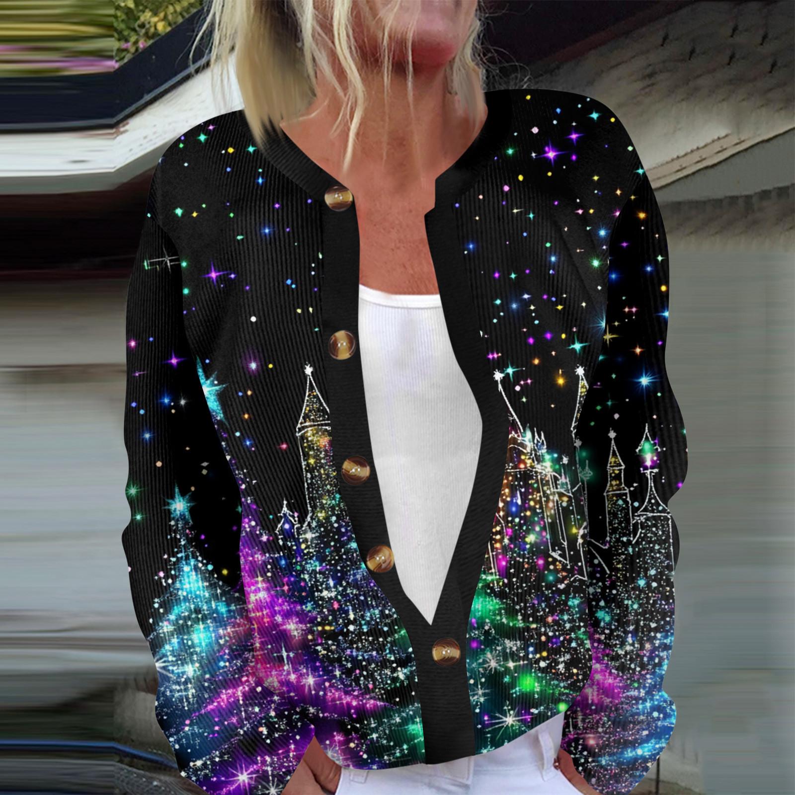 

Женская мода с длинным рукавом, рождественский принт «Снеговик-снежинка», куртка, кардиган XL чёрный