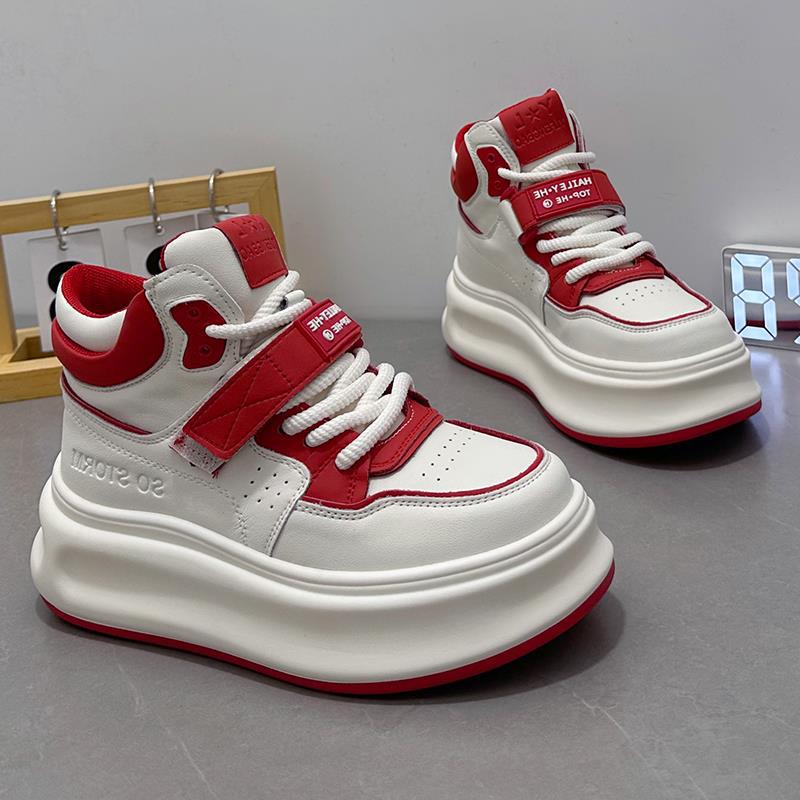 Fashion Casual Autumn and Winter Board Shoes Versatile Velvet Cotton Shoes European High-top Little White Shoes Women's Platform New Sports and