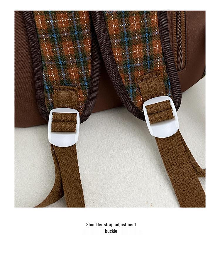 Mori Style Plaid Tweed Backpack: Versatile, Large-Capacity School Bag for Junior High Students