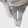 Retro American Wide-Leg Flared Jeans with Rivet Belt Design