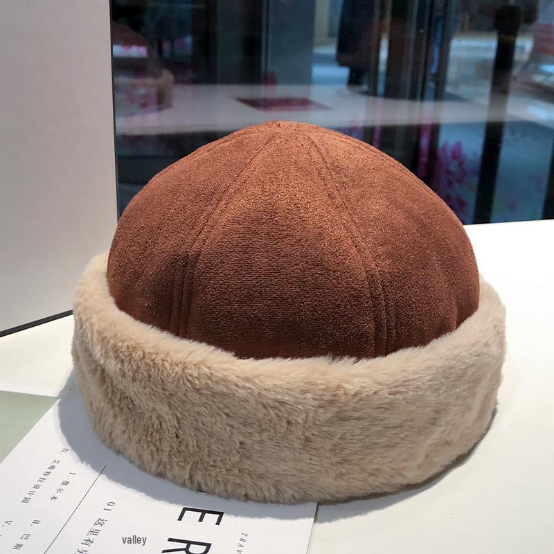 Women's Fleece-Lined Winter Hat: Thick Suede, Warm Melon Skin, Korean & Japanese Retro Style, Versatile Plush Hat