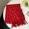White Plaid Scarf, Women's Winter High-end Sense Versatile Scarf, Student Japanese Color Dot Shawl, Warm and Thickened Outside