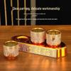 Gold Ceramic Offering Cup Set for Buddha and Guanyin - Holy Water and Purification Ritual, Three-Piece Household Set.