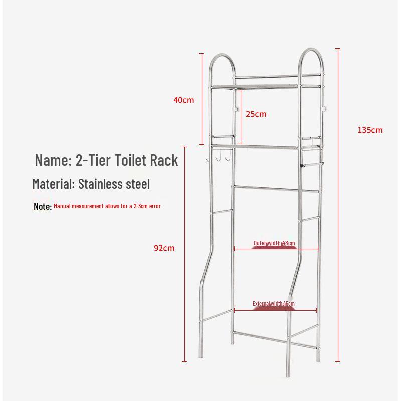 Floor Standing Punch-Free Bathroom Storage Rack for Toilet and Washbasin