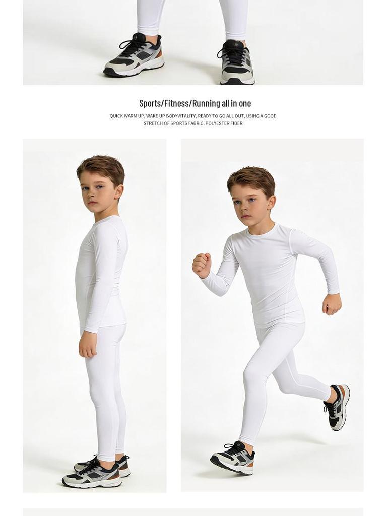 Children's Autumn-Winter Quick-Dry Compression Set: Breathable Long-Sleeve Top & Pants for Men's Sports, Fitness, and Running.