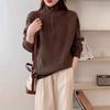 Half zipper pullover knitted sweater autumn and winter new age-reducing design sense loose and thin lapel lazy sweater women's top
