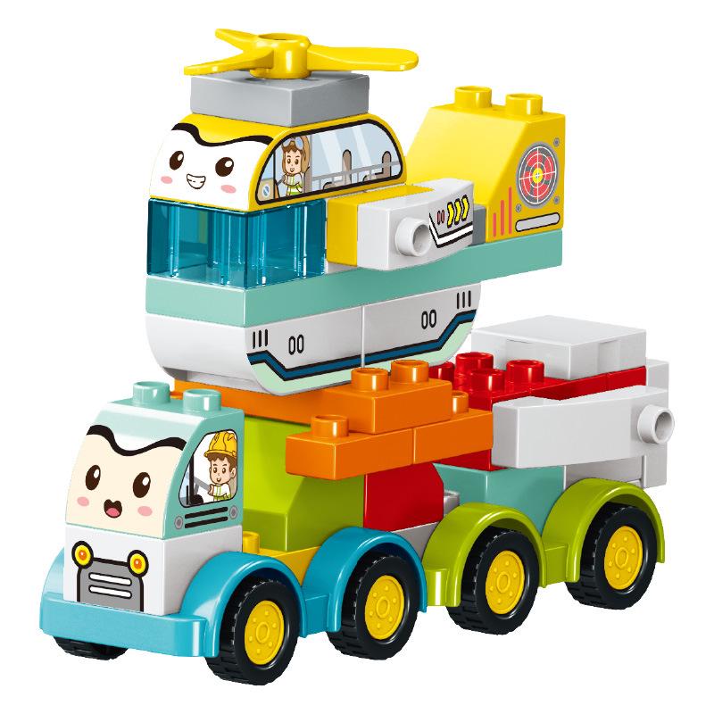 Large Particle Interlocking Police Car Building Blocks for Kids