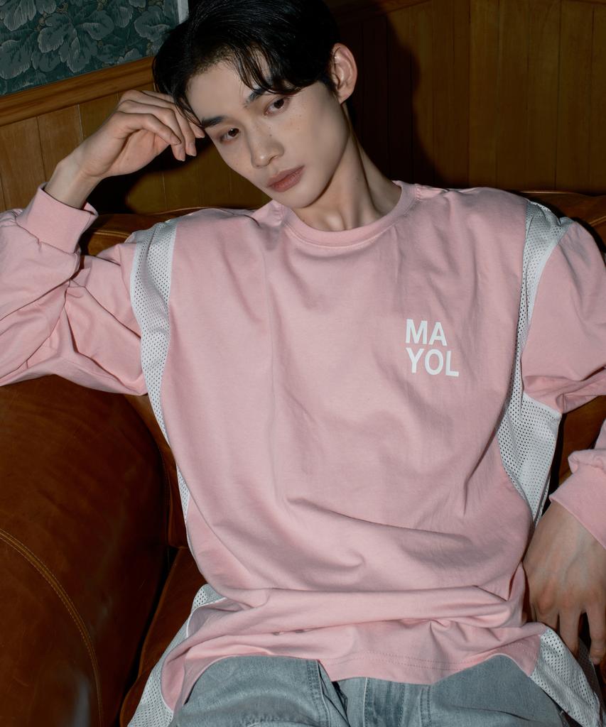 MAYOL Logo Mesh Long Sleeve T-Shirt_Pink