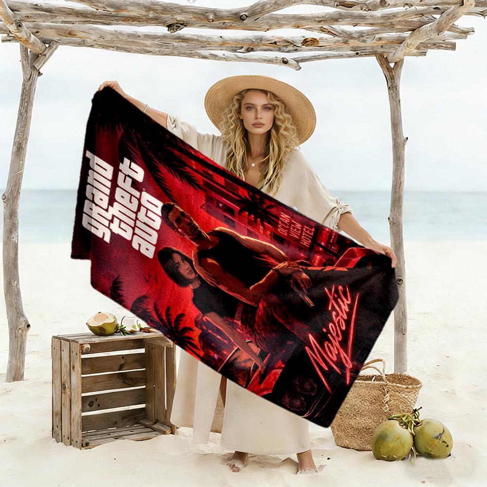 Grand Theft Auto Beach Towel Soft Durable Quick-Dry Comfortable Lightweight Suitable for Swimming Gym Camping Yoga Vacation