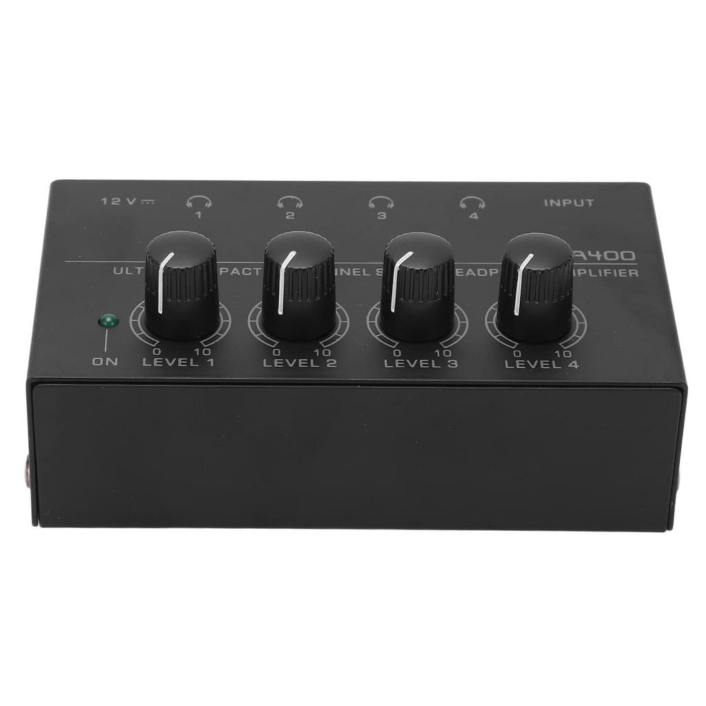 Stereo Headphone Amplifier, HA400 4-Channel Stereo Headphone Amplifier, Ultra-Compact, Output Level Adjustment Volume, US Plug, 100-240VAC, for Stage