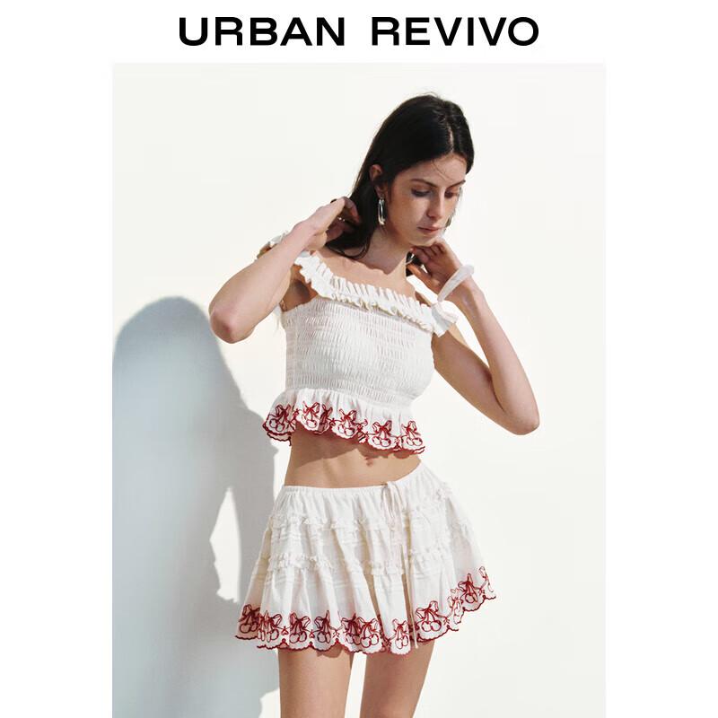 Женская летняя блузка UR 2025 с плиссировкой, вышивкой, без рукавов M