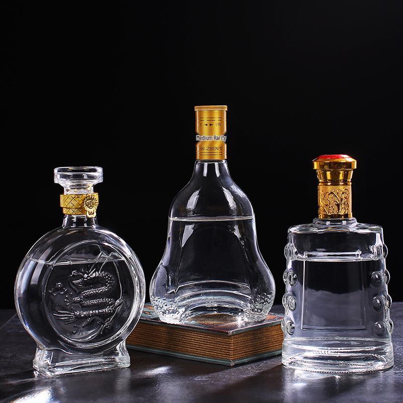 500ml Clear High-White Glass Wine Bottle, Decorative Empty Baijiu Bottle