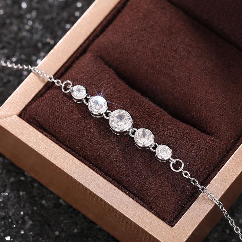 925 Sterling Silver Dainty Minimalist Zircon Charm Anti Tarnish Chain Round Clear Cz Stone Necklace for Women JewelryGood Product