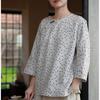 Johnature Women Chinese Style T-Shirts O-Neck Seven Sleeve Spring Loose Polka Dot Women Casual T-Shirts