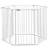 6 Panels Foldable Dog Playpen, Puppy Pen Crate with Door - White