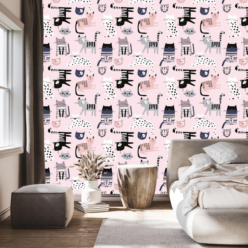 Colorful Kittens Wallpaper for the Background of the Living Room and Bedroom 50x1000