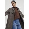 Fashion Pure Yuan Export Tail Goods Classic Houndstooth Large Pocket Autumn and Winter Women's Long Woolen Coat