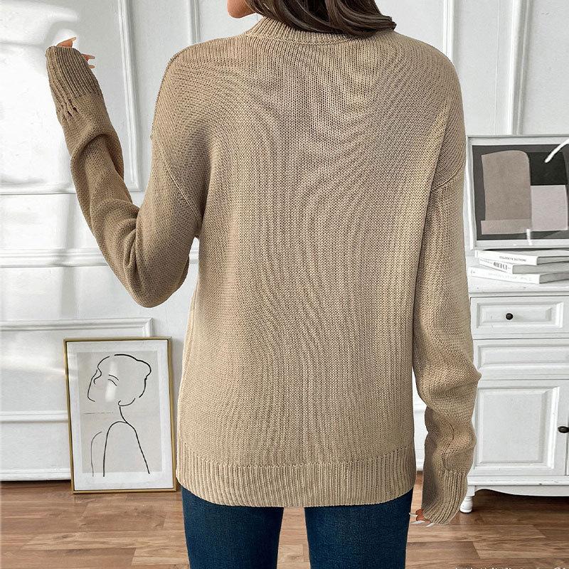 Womens Cherry Print Sweater Crewneck Long Sleeve Drop Shoulder Knit Sweater Ribbed Knit Cute Loose Pullover