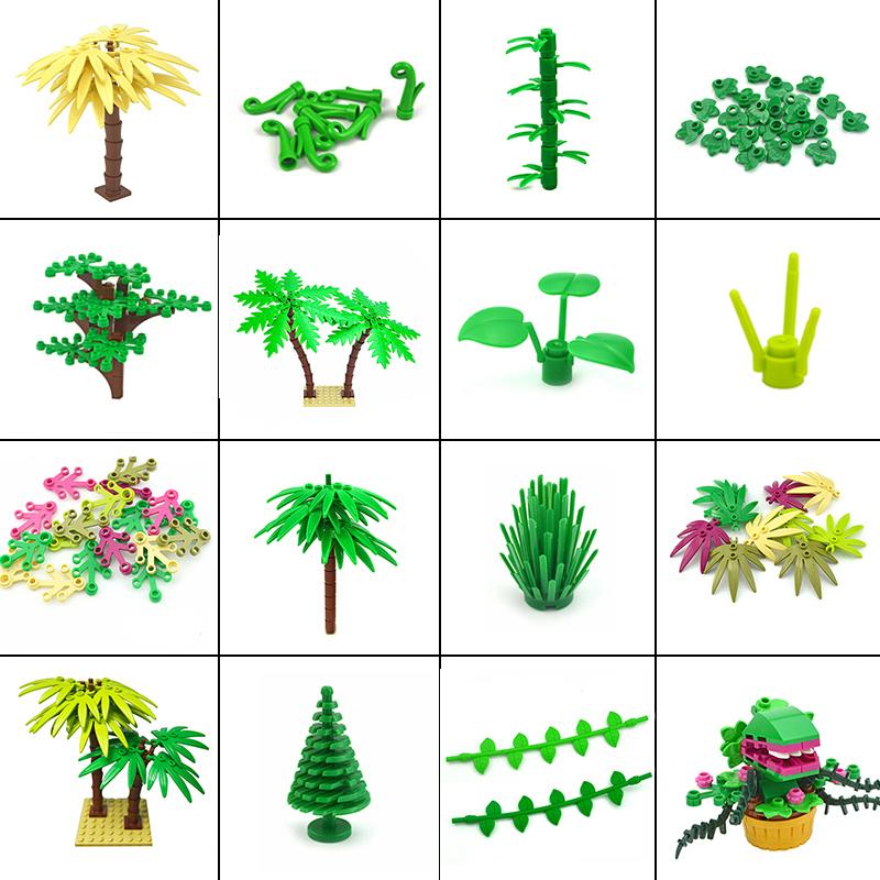 City Friend Accessories MOC Building Blocks Plant Bush Tree Flower Grass DIY House Parts Creative Bricks 3471 30176 32607 Toys