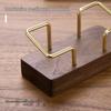 Walnut & Beech Wood Business Card Holder with Brass Accents