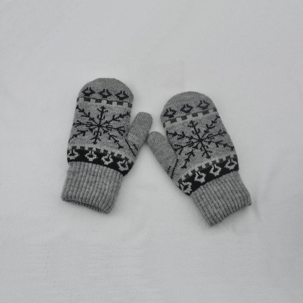New Winter Thickened Plush Warm Snowflakes Finger Gloves For Men Women Knitted Mittens Outdoor Cycling Skiing Knitting Gloves