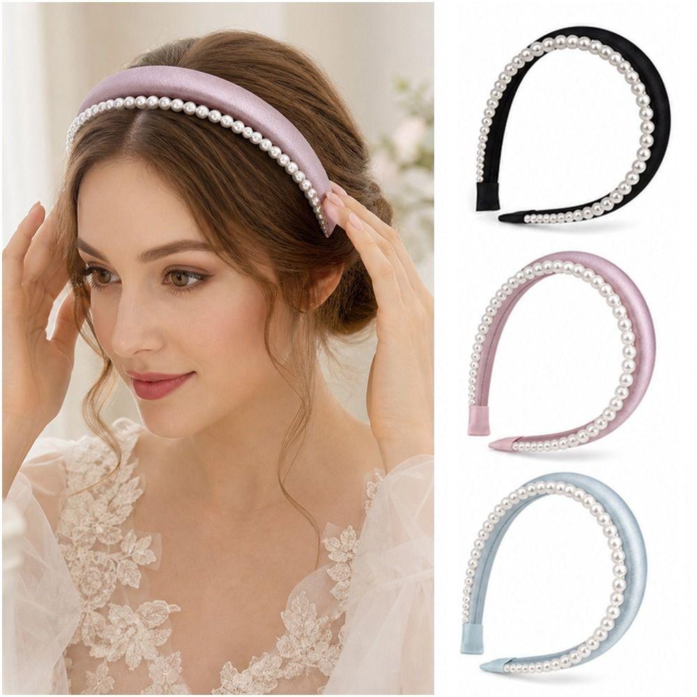 Narrow Pearl Hair Hoop Double Layer Head Hoop New Hair Band Wedding Use