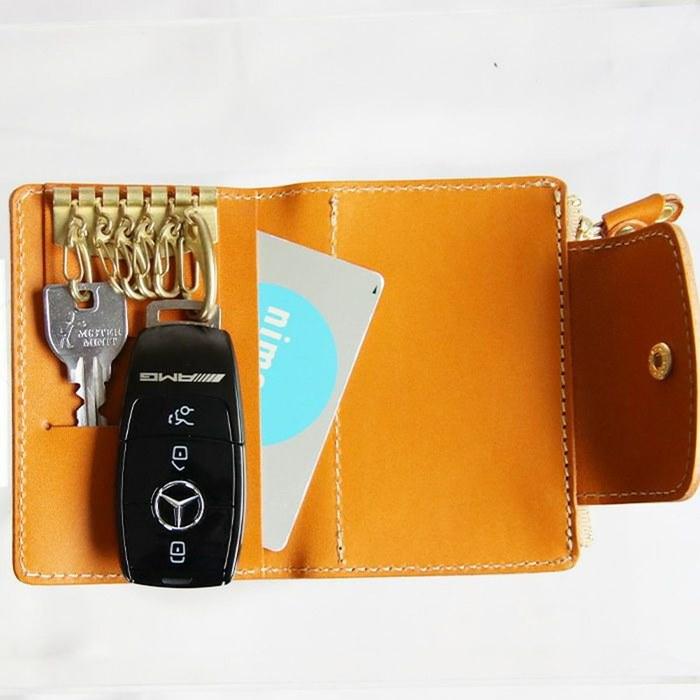 Porcorosso Key Case with Coin Purse, Men's Genuine Leather 6-Key, Tochigi Leather, Key Holder, Smart Key, Made in Japan, Women's Leather